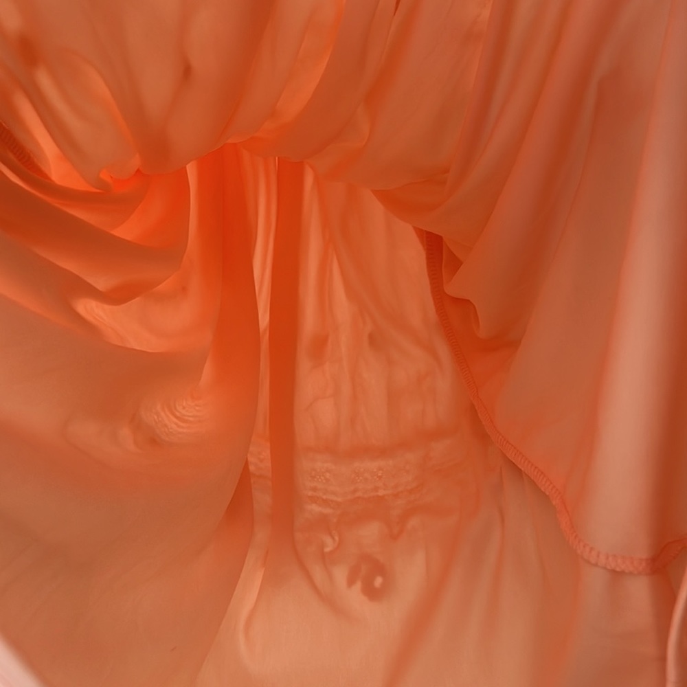 Peach prairie dress vintage lace style off the shoulder floral design small med - Picture 9 of 15